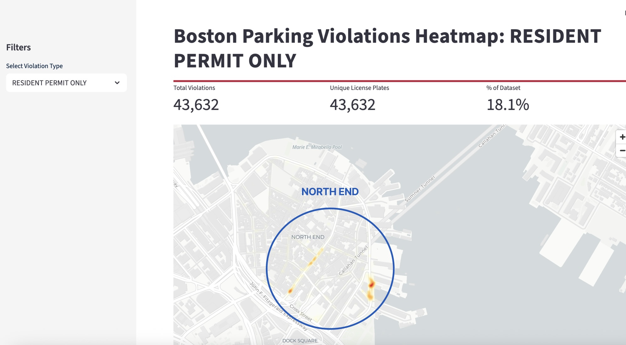 North End resident permit hotspot map